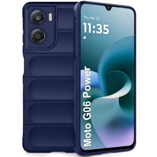 Image of TheGiftKart Liquid Silicon Back Cover Case for Motorola Moto G06 Power 5G | Shockproof Military Grade Protection | Micro-Fibre Cloth On Inner Side | Built-in Anti-Slip Grip Back Cover (TPU, Blue)