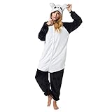 Katara 1744 - Panda süß Kostüm-Anzug Onesie/Jumpsuit Einteiler Body für Erwachsene Damen Herren als Pyjama oder Schlafanzug Unisex - viele Verschiedene Tiere