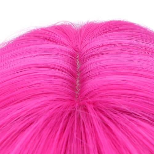 Image of PATTNIUM Hot Pink Wig for Kids Child Short Magenta Bob Wig Neon Pink Wig for Girls Cosplay Party Synthetic Rose Net Wigs