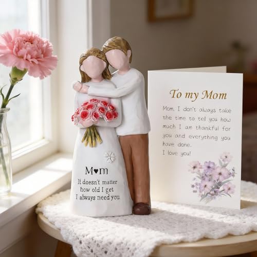 Figura decorativa madre e hijo en resina pintada a mano miniatura 5