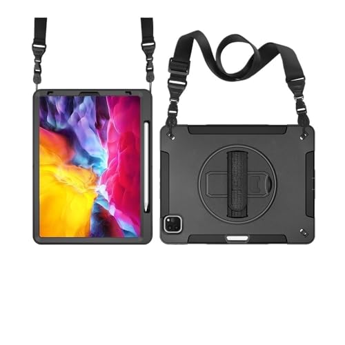 Housse silicone iPad 10/11 finition épurée noire avec sangle épaule
