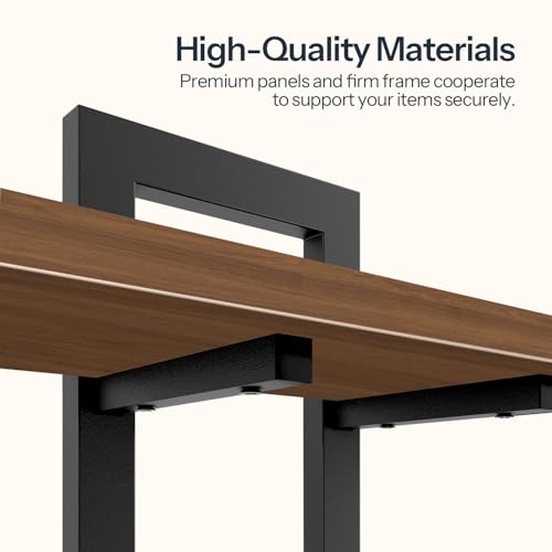 Image of HOOBRO Floating Shelves, 15 Inch Wall Shelf Set of 2, Wall Mounted Storage Shelves 2-Tier, Hanging Bathroom Shelves, for Living Room, Bedroom, Bathroom, Kitchen, Walnut and Black BH32BJ01