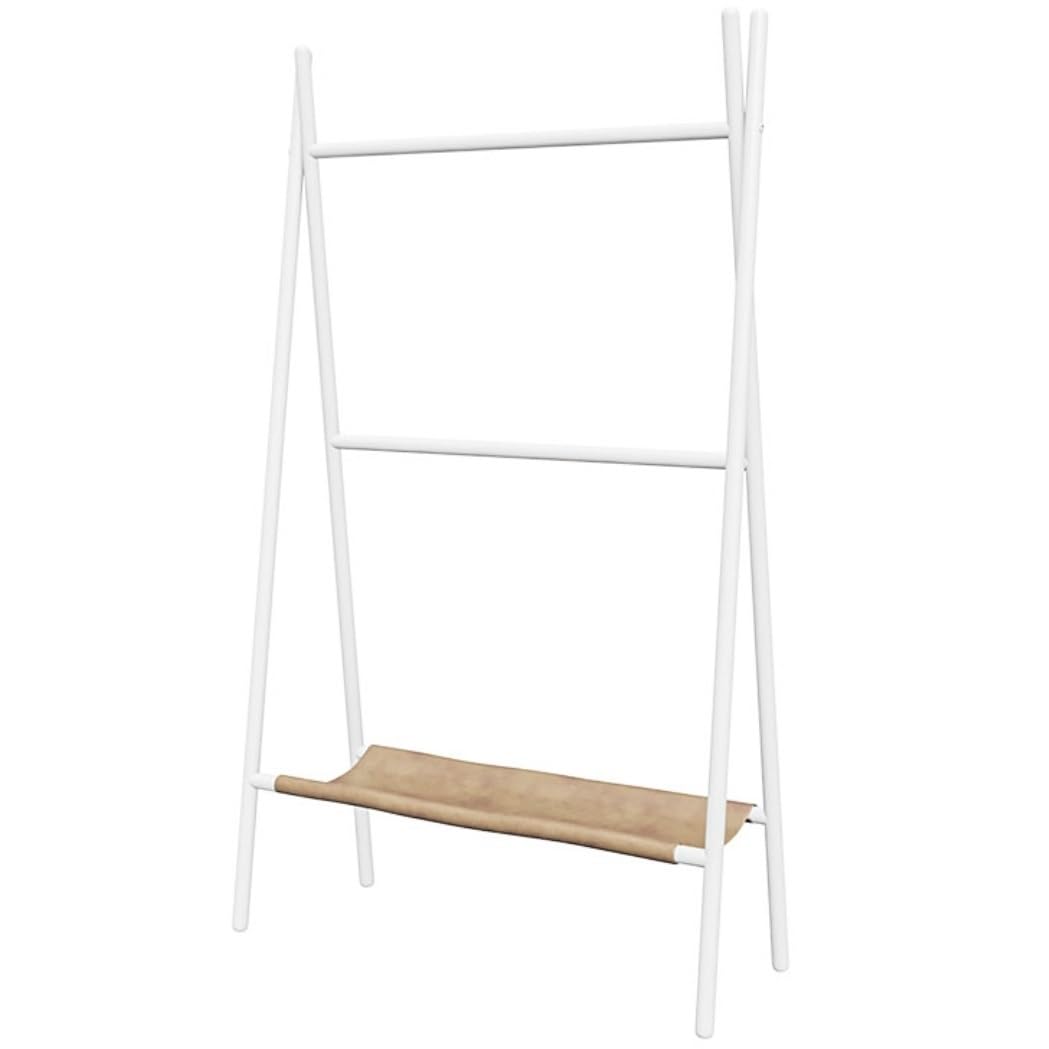 Towel Rail 2-Tier Free Standing Towel Rack With Storage Shelf Metal Stand Blanket For Bathroom Freestanding(White)
