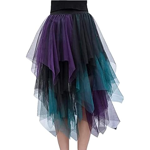 Women's pleated skirt, tulle skirt, asymmetric skirts, short skater skirts, midi skirt, summer skirt, purple, One Size Cover