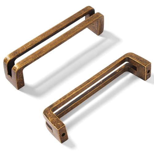 Antique Brass zinc Alloy Cabinet pulls,Vintage Retro 3 Inch (76mm) Hole Center Cabinet Handles for Drawer,Cupboard, Wardrobe,Dresser - 12 Pack
