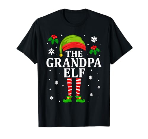 Grandpa Elf Matching Family Grandfather Christmas Pajama Camiseta