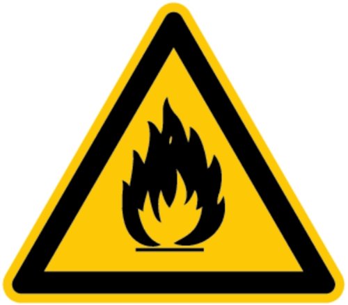 LEMAX® Warnschild, Warnung vor feuergefährlichen Stoffen W021 DIN EN ISO 7010 Kunststoff gelb/schwarz, 300mm