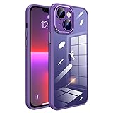 Donocao iphone 14専用ケース クリア シリコン アイホン14ケース カメラカバー付き 強化ガラスフィルムレンズ保護 超透明アクリル背面プレート2022新型6.1インチ オシャレなメッキ金属リング 黄変防止 指紋防止 ワイヤレス充電対応 防水防塵 ディープパープル