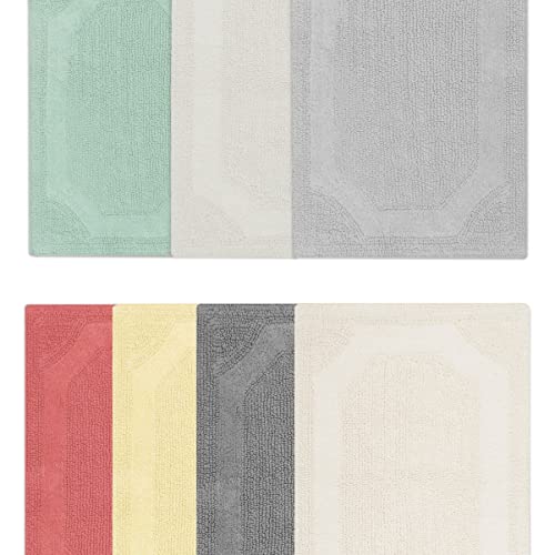 Laura Ashley Reversible Cotton 21 X 34 In. Bath Mat, White #TOP6