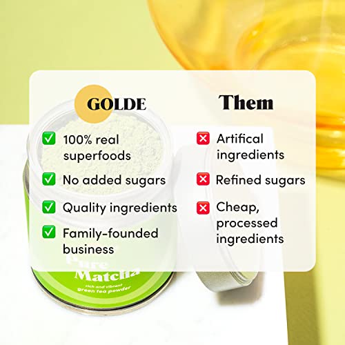 Golde Pure Matcha | Ceremonial Grade Matcha Green Tea Powder | Superfood (40g Tin)