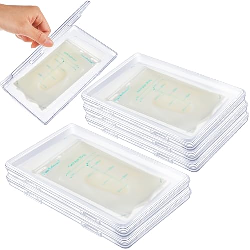 Image of Hushee 6 Pcs Clear Flat Breast Milk Freezer Storage Organizer 7.87 x 4.72 x 0.6 Inch Breastmilk Freezer Flattener Space Saving Breastmilk Freeze Tray for Breastfeed Bags Organizer