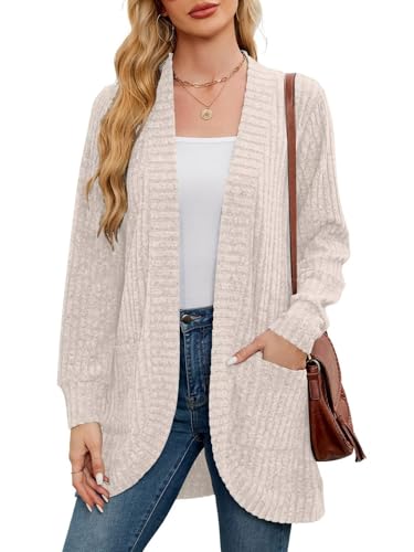 Image of BELAROI Women Plus Size Cardigan Sweater Fall Outfit | Open front long cardigan, lightweight sweater, versatile layering tops for fall winter, daily wear, outdoor, office clothes
