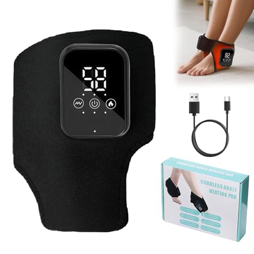 3 in 1 Foot Massager Triple Therapy Foot Massager Electric Feet Massager with 3 Vibration Modes & 5 Heating Levels Rechargeable Ankle Massage for Pain and Circulation Heel Arch (1pcs-Black)