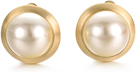 Yoursfs Cultured Pearl Clip On Earrings Women's Gold Plated Large Non-Pierced Earrings
