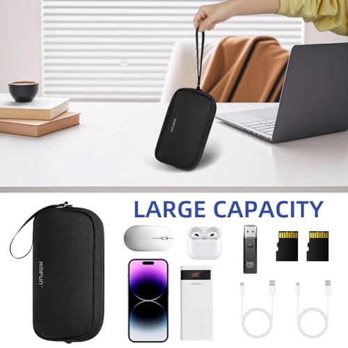 AMFUN Elektronik Organizer Tasche, Tragbar Kabelorganizer Tech Pouch Bag, Wasserresistent EDC Zubehör Kabeltasche, Hard Case Tasche für Handy Netzteil, Ladekabel, Ladestecker, Powerbank, Festplatte, S