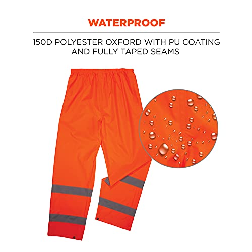Ergodyne Standard Class E Lightweight Hi-Vis Rain Pants, Orange, Large #TOP2