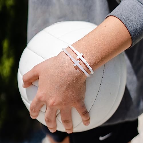 Ryan & Rose Jesus Bracelets - Cross Silicone Bracelet (White, Extra Small) #TOP3
