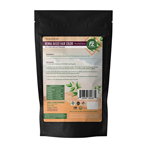 Fouzee Hair Henna Powder for Dry And Dull Hair, Hair Dyeing Henna Powder for Women and Men, Fast Setting Low Chemical Formula, No Ammonia, 100gm (3.53oz) (Wine Red)