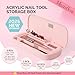MelodySusie Acrylic Nail Tool Storage Box, Portable Dustproof Stand Displayer Holder Organizer Container Manicure Efile Accessories Nail Drill Kit Case, Travel Salon Home, Pink(Only Box)