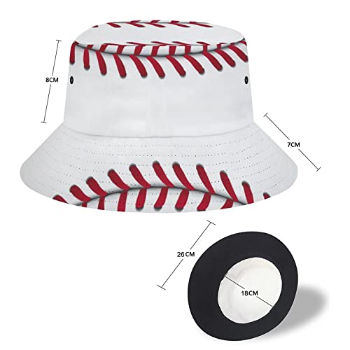 Baseball Texture Design Sport Lover Bucket Hat, Summer Fisherman Cap For Women Men, Unisex Packable Beach Sun Hat For Vacation Travel Outdoor #TOP2