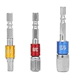 Juego de Adaptadores de Llave de Zócalo de Grado de Impacto, 3 Piezas Adaptador de Zócalo Hexagonal Broca 1/4"3/8" 1/2"Cromado Vanadio Herramientas Eléctricas de Mano Herramientas de Mano Para Usar