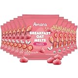 Amara Breakfast Oat Melts - Organic Toddler Snack - Single Serve Fiber-Packed Oat Bites with Real Fruit, No Added Sugar, Quick Dissolving, Strawberry - 12 Pack