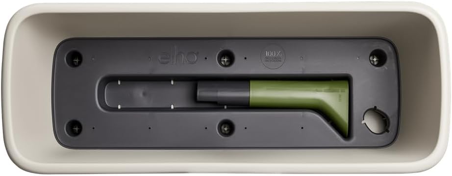 elho noa Balcony Trough m - Balcony Planter with Water Reservoir - 100% Recycled Plastic - 52 x 20 x 17.8 cm - Grey/Warm Grey