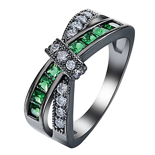Bague pour adolescentes avec alliance noire de taille empilable et style fille éternité