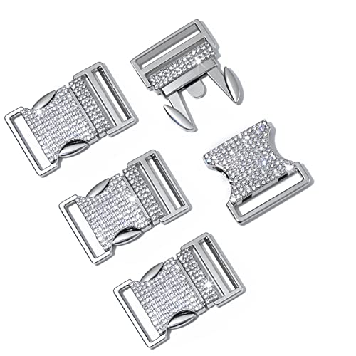 1 Inch Metal Buckles Rhinestone Quick Side Release Buckles Heavy-Duty Adjustable Buckle Clasps 4 Pcs For 25Mm Nylon Webbing Strap Backpack Fanny Pack Belt Dog Collars Replacement #TOP4