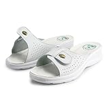 JOMIX Zapatillas de Estar por Casa para Mujer Chanclas Mujer Verano con Hebilla Zapatillas Casa Cómodas con Puntera Abierta Pantuflas Anatómicas Fabricadas en Italia, Blanco, 37 EU