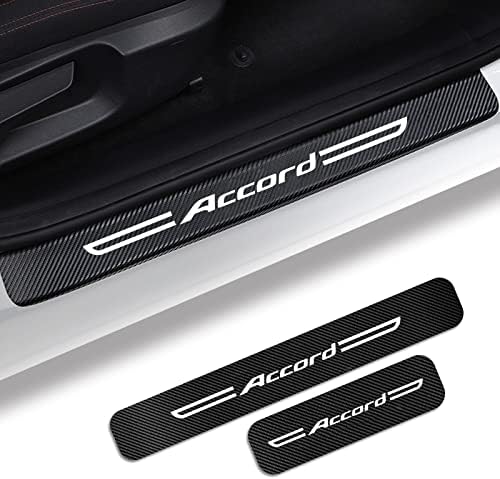 4PS for Honda Accord Door Sill Protector, Carbon Fiber Leather Door Entry Guard for Honda Accord Stickers and Decals, for 2018 2019 2021 2022 Honda Accord Accessories