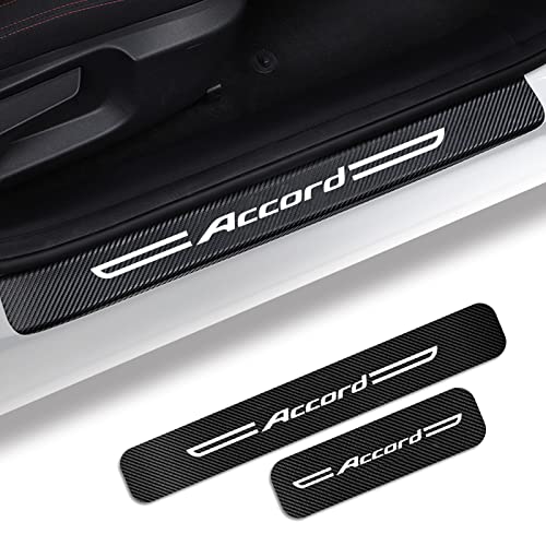 4Ps For Honda Accord Door Sill Protector, Carbon Fiber Leather Door Entry Guard For Honda Accord Stickers And Decals, For 2018 2019 2021 2022 Honda Accord Accessories #TOP13