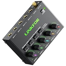 [ Multi-Channel Audio Mixer with Four Channels ] This compact 4-channel mixer efficiently blends 4 line signals, perfect for small clubs or bars. It gathers sounds from microphones, guitars, bass guitars, keyboards, smartphones, and stage mixers into...