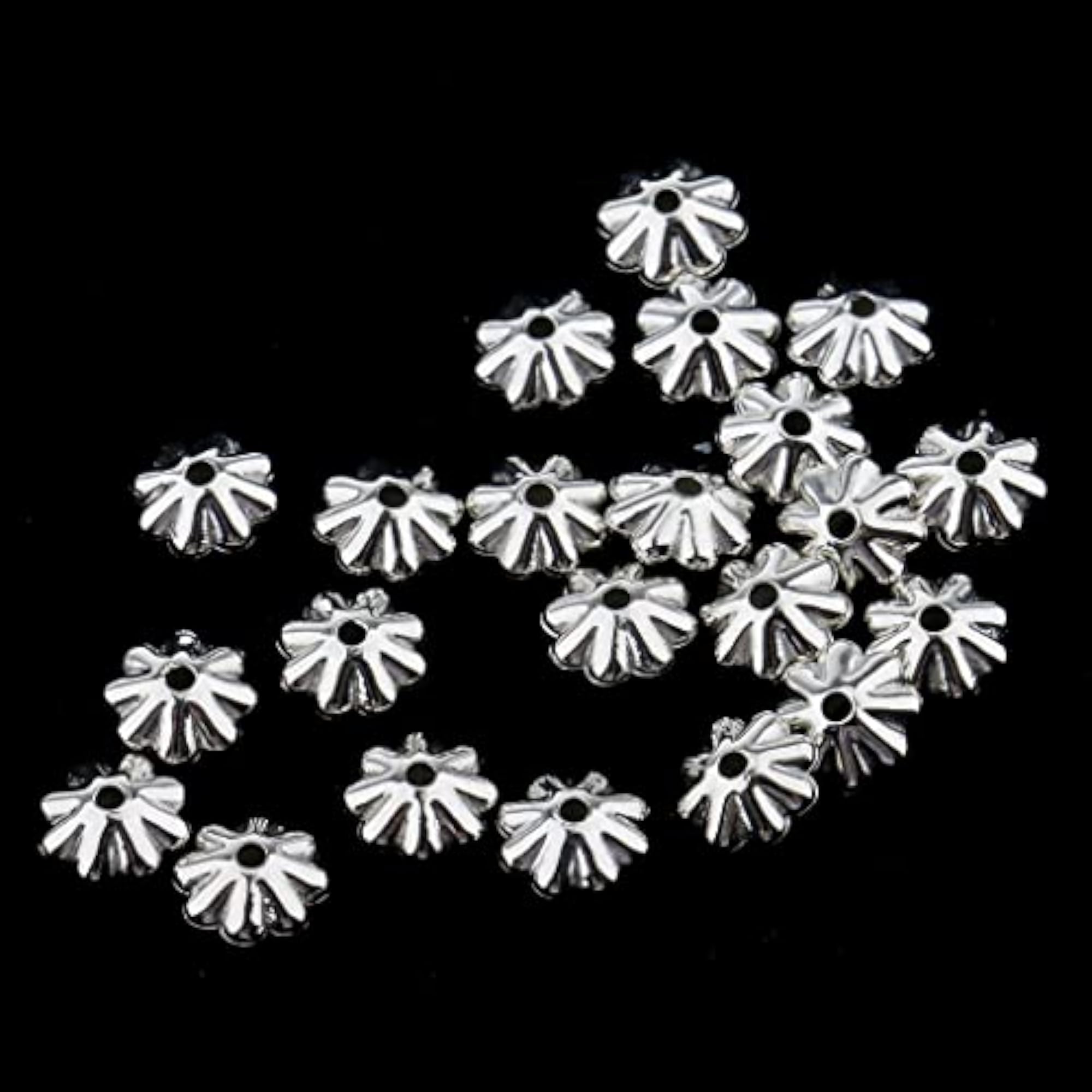 4x100pcs Glitter Silver Alloy Daisy Spacer Beads 7.5mm DIY Jewelry