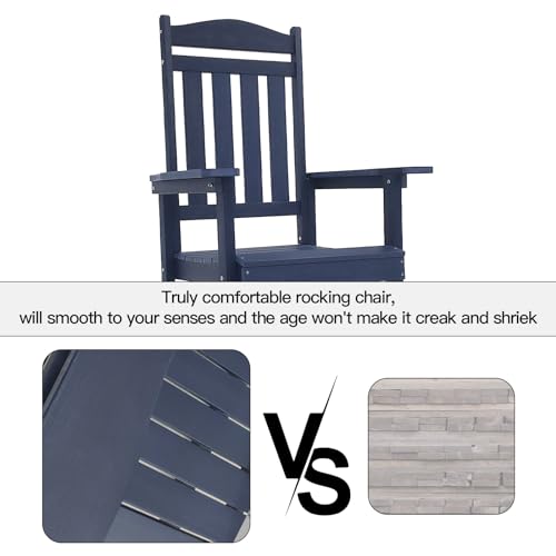 GARDIMAX Outdoor Rocking Chair Set of 2, Weather Resistant Porch Rockers for Adult, High Back Oversize Rocking Chair for Outdoor/Indoor, Blue, 330lbs - Thumbnail 6