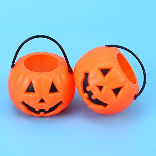 LUOEM 10pcs Halloween Pumpkin Candy Bucket Portable Pumpkin Bucket Children Trick or Treat Bags for Party Favors 3.4 x 2.6 x 2.2 Inch (Orange) - Thumbnail 7