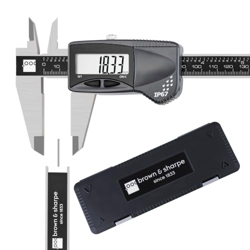 Brown & Sharpe Digital Caliper, IP67 Stainless Steel (6 Inch, Round Depth Rod)