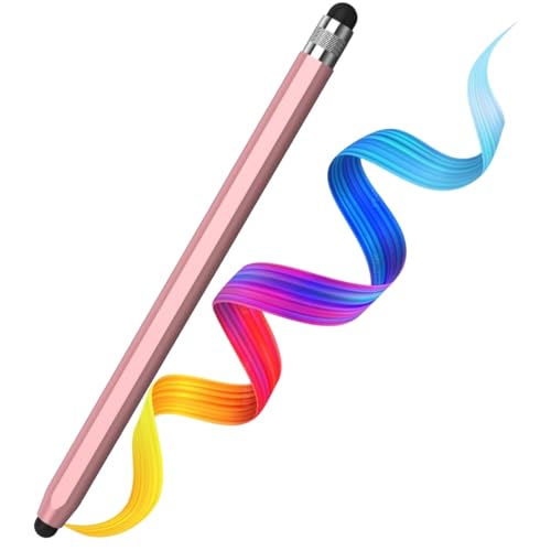 Image of Elfora 2 in 1 Stylus Pen for Touch Screens | High Precision & Sensitivity Capacitive Rubber Tip | Universal Stylus Compatible with iPad, iPhone, Android, Samsung, Kindle, Tablets & More - Rose Gold