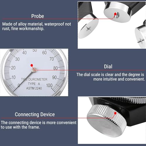 Shore-Härteprüfer, Typ A/O/D Gummi-Härteprüfer, 0-100 Ha Gummi-Reifenhärteprüfer Tragbares Härteprüfgerät, Zum Messen Von Schwefelkautschuken Und Kunststoffprodukten (Typ A)