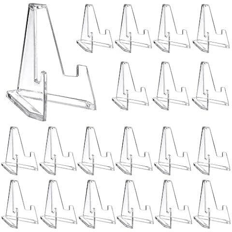 20 Pieces Acrylic Easel Stands, Plastic Easels, Stable Plates Stand, Clear Easel Display Holder, Clear Multifunctional Display Holder, for Displaying Coin, Pocket Watches, Medals, Mobile Phones Cover