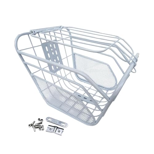 Perfeclan Fahrradkorb, Vorderradkorb, Robustes Metall, große Kapazität, multifunktionales Ersatzteil für Camping, Elektrofahrräder, Roller, Weiß