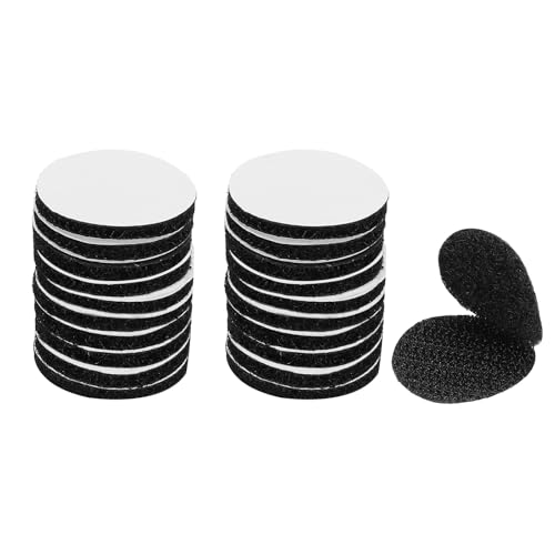 Image of PATIKIL 1 Inch Round Adhesive Hook and Loop Dots, 24 Pairs Circle Double Sided Sticky-Back for Home Office Crafting Car Phone Mount, Black