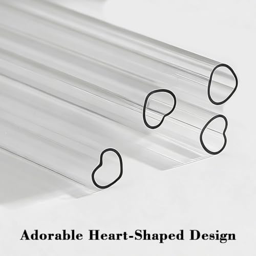 Image of HASTHIP 4Pcs Heart-Shaped Replacement Straws for 40oz Tumblers, BPA-Free Clear Plastic Drinking Straws Compatible with Stanley & Large Insulated Cups, 30cm