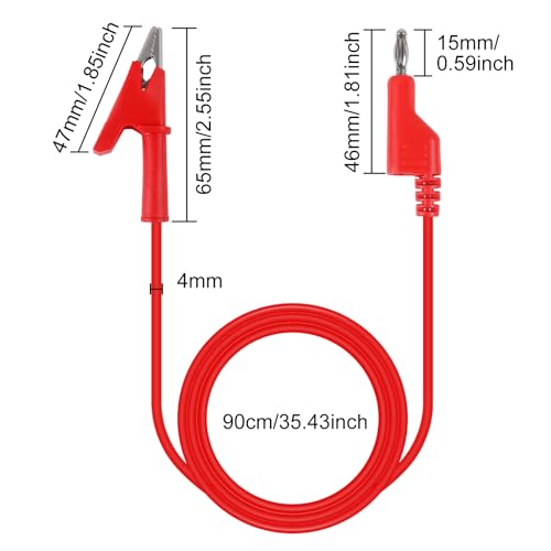 Image of 4PCS Stackable 4MM Banana Plug to Alligator Clip Test Lead Wire Cable Banana Plug Test Lead for Electrical Test(2 Red and 2 Black)
