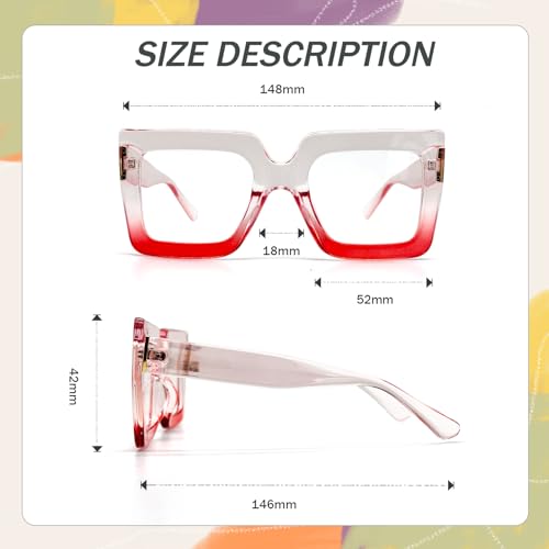 Image of Oversized Blue Light Blocking Glasses with Chic Square Frame for Women Men Multicolor