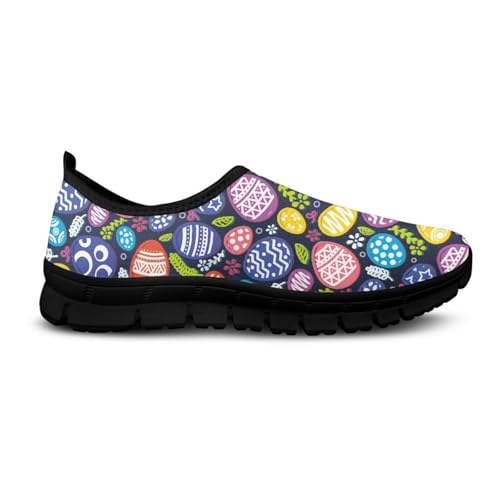 Binienty Womens Loafers Casual Cartoon Easter Eggs Flats Shoes for Women Girls Comfortable Slip On Holiday Loafers Shoes for Women Fashion Lightweight Round Toe Driving Boat Shoes
