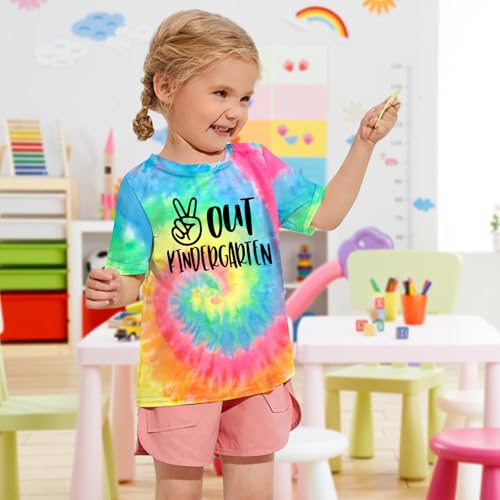 Image of Kindergarten Graduation Shirt Kids Girls Boys Peace Out Kindergarten Shirts Cute Last Day of School Short Sleeve Tops