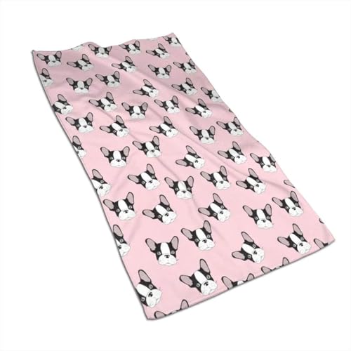 フェイスタオル タオル フレンチブルドッグ 犬柄 ボストンテリア 吸水 速乾 運動 家庭用スポーツ ジム ランニンぐ ジョギング ふわふわ 柔らかい ( 30cm*70cm )