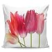 Copri Cuscini Immagine di Tulipani, Fiori Rosa Federe Quadrate Caso Federa Decorativi Federa per Auto, Sedia, Letto, 45X45Cm