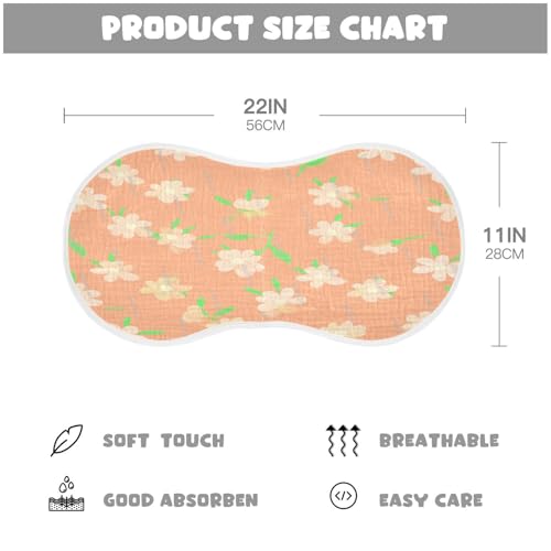 Kigai Pink Flowers Burp Cloths for Baby 4-Layer Cotton Muslin Burping Cloths 22x11 inch Super Soft & Absorbent Spit Up Burp Rags for Newborn Boys Girls 1 Pack2